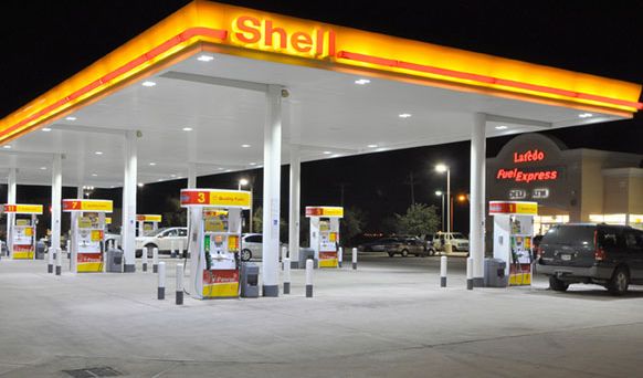 Shell gas station lights
